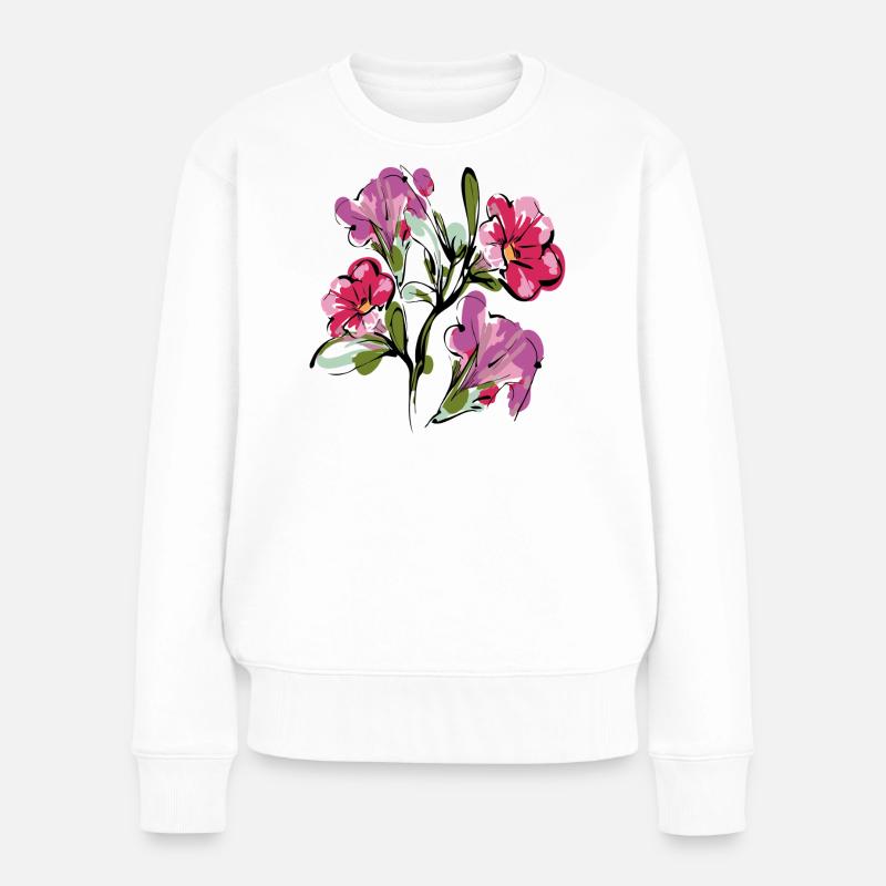 Blumenstrauß Flowers - Frauen Premium Bio Pullover - Weiß