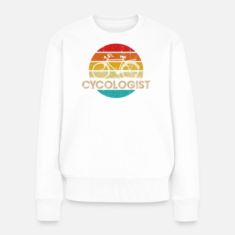 Logo vintage de vélo coucher de soleil - Pull Premium bio Femme - blanc