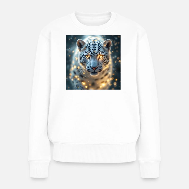 Krafttier Weisser Leopard - Frauen Premium Bio Pullover - Weiß