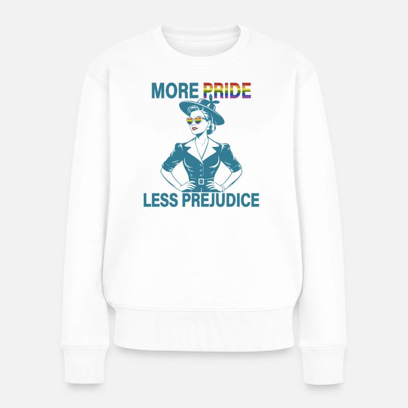 Mehr Pride Weniger Vorurteile Pride Month LGBTQ - Frauen Premium Bio Pullover - Weiß