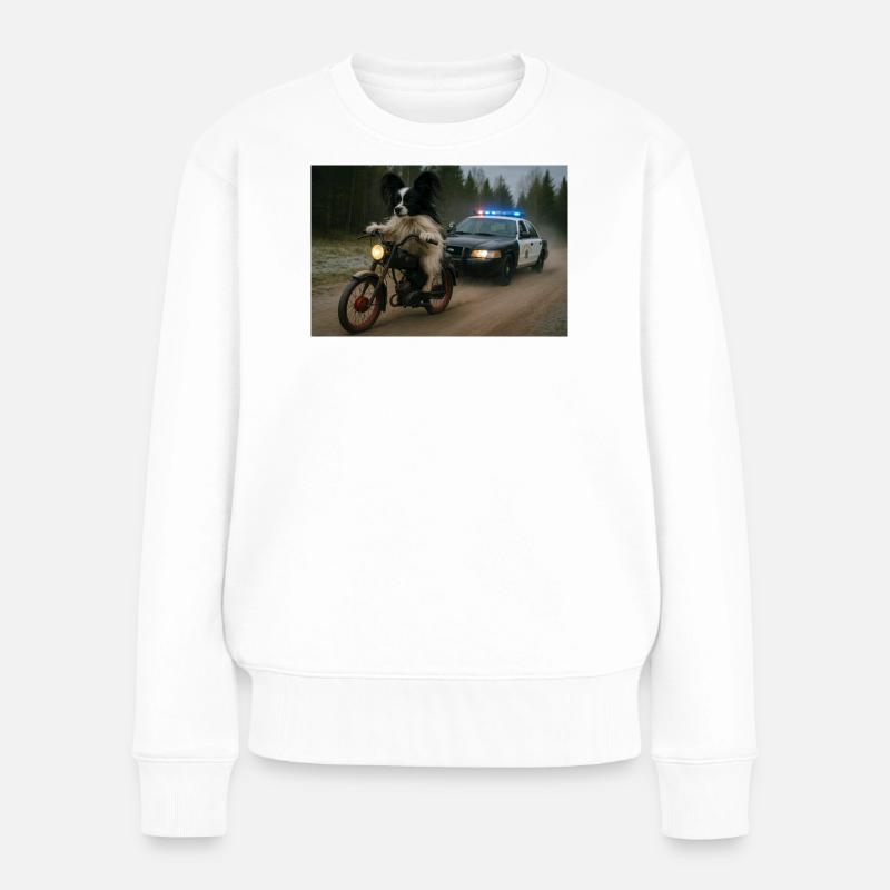 Moped von Polizeiauto gejagt - Frauen Premium Bio Pullover - Weiß