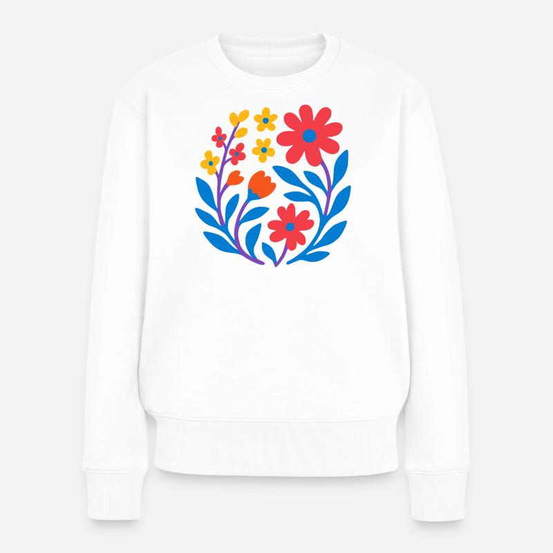Fleurs Vintage Rond - Pull Premium bio Femme - blanc