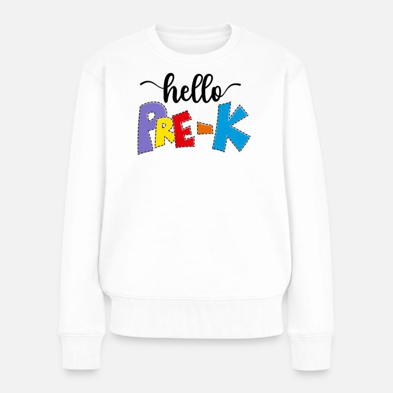 Bonjour Pré-K, Retour à l’école - Pull Premium bio Femme - blanc