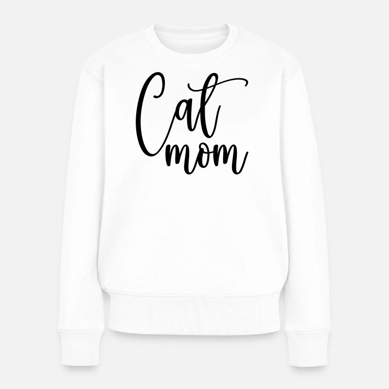 Cat Mom, Katzen Mama, Funny Shirt - Frauen Premium Bio Pullover - Weiß