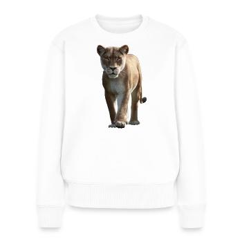 Löwin Lioness Mom Löwe Löwinnen Mama Wilde Löwen - Frauen Premium Bio Pullover - Weiß - Vorne - Julia (174cm)