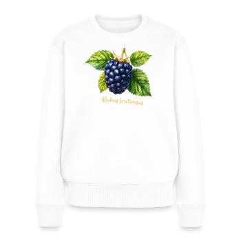 Brombeere – Botanisches Aquarell im Vintage-Stil - Frauen Premium Bio Pullover - Weiß - Vorne - Julia (174cm)