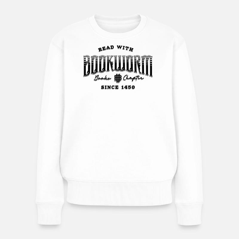 Bookworm T-Shirt – Read With Bookworm – Bücherwurm - Frauen Premium Bio Pullover - Weiß