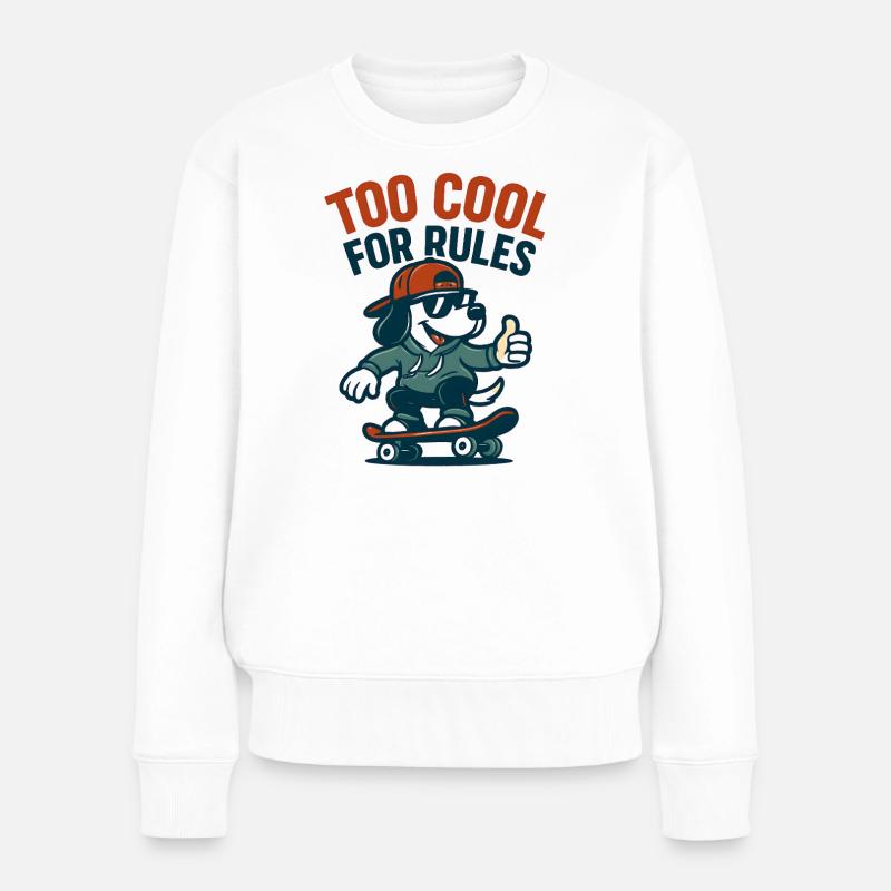 Skater Hund - Frauen Premium Bio Pullover - Weiß