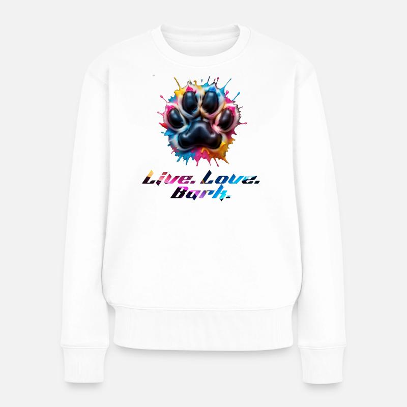 Bunte Pfote mit Emotionen - Frauen Premium Bio Pullover - Weiß