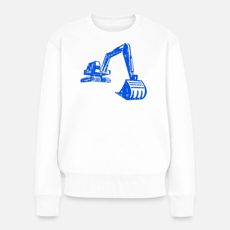 Bagger Silhouette Bauarbeiter Grunge Design - Frauen Premium Bio Pullover - Weiß