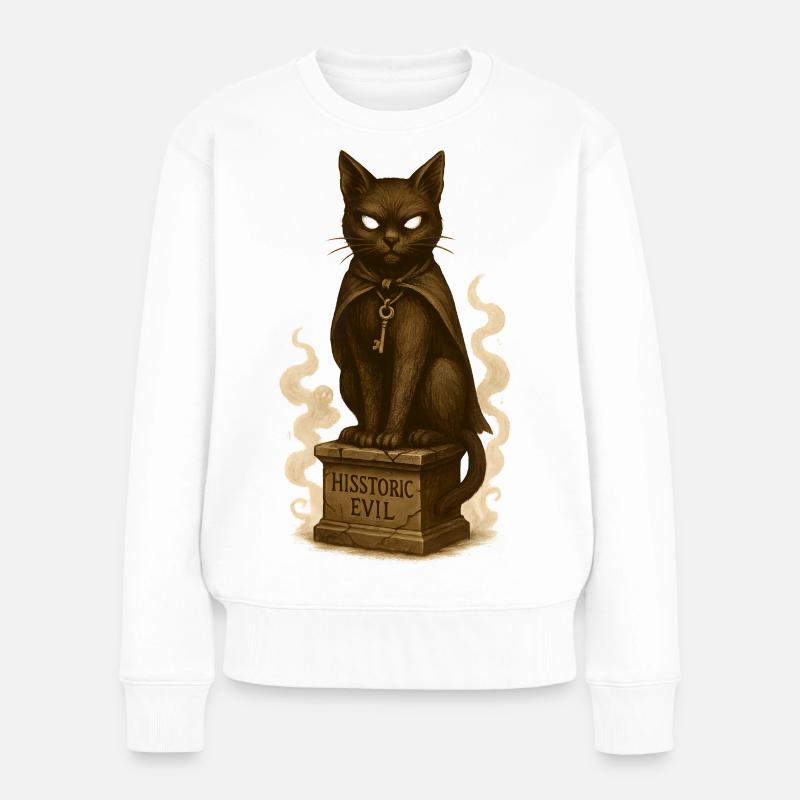Dunkle Katzenzaubermaske - Frauen Premium Bio Pullover - Weiß