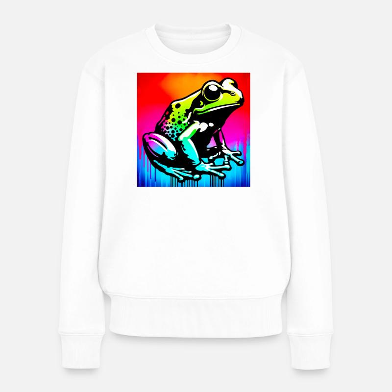 Frosch - Frauen Premium Bio Pullover - Weiß