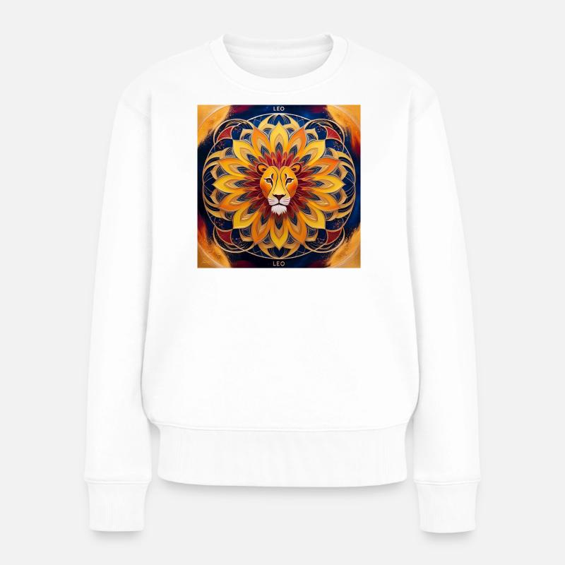 Sonnenlöwe Mandala Design - Frauen Premium Bio Pullover - Weiß