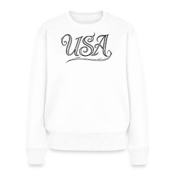 États-Unis - Pull Premium bio Femme - blanc - Devant - Julia (174cm)