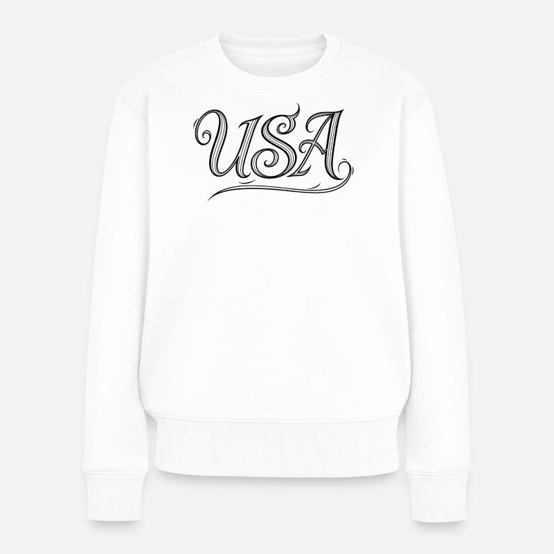 USA - Frauen Premium Bio Pullover - Weiß