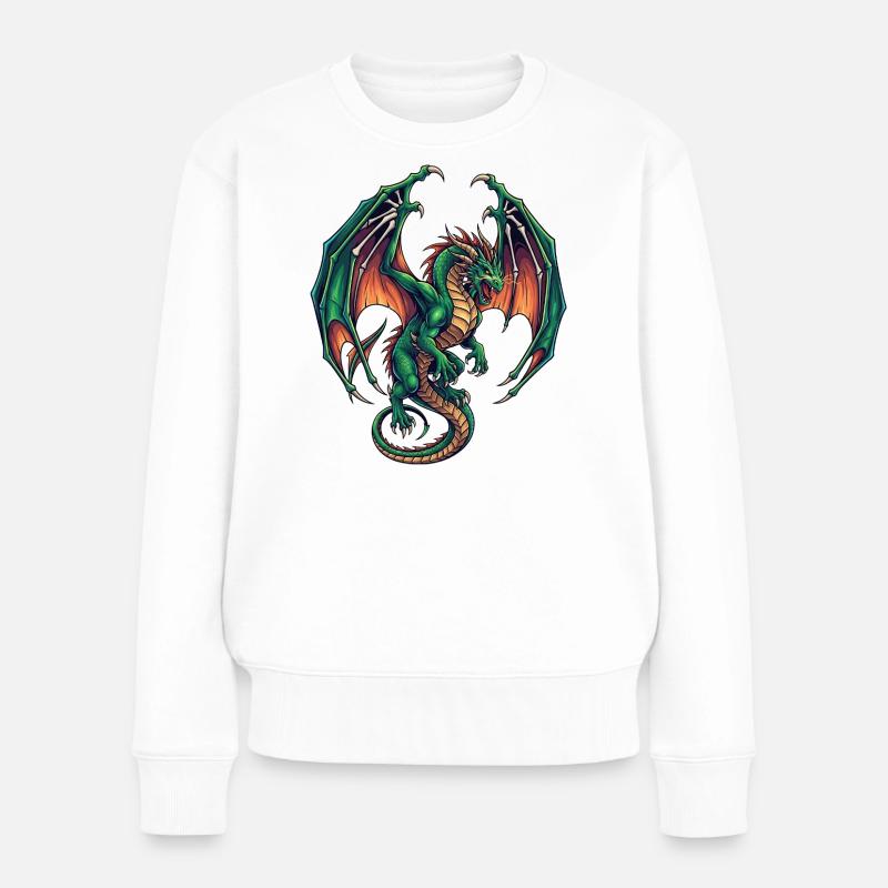 Drachen - Frauen Premium Bio Pullover - Weiß