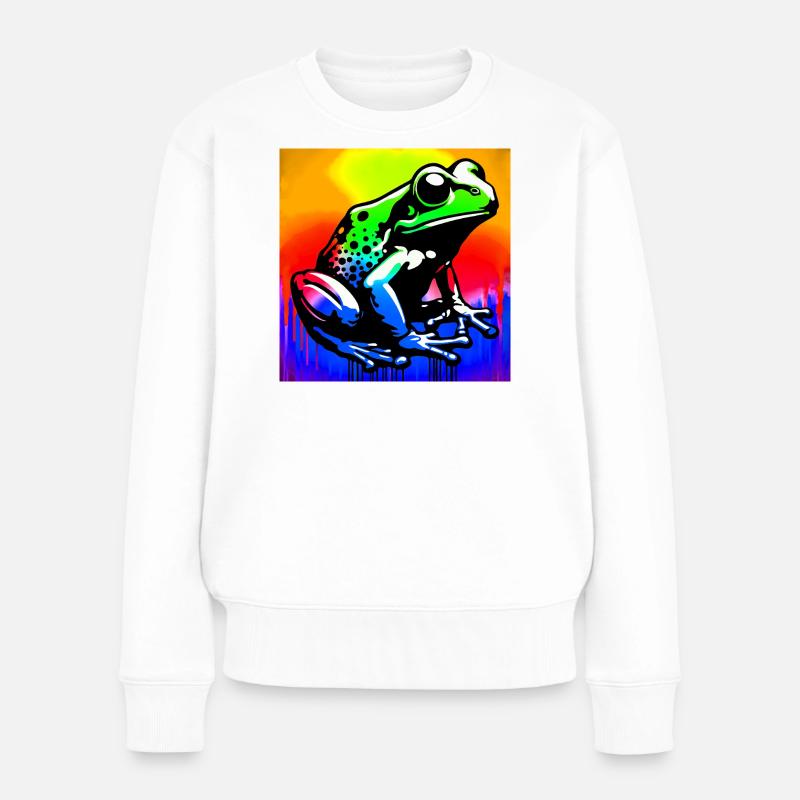 Frosch - Frauen Premium Bio Pullover - Weiß