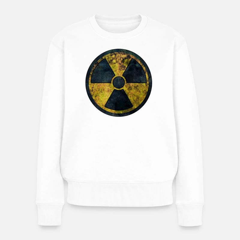Warnsymbol für Strahlung - Frauen Premium Bio Pullover - Weiß
