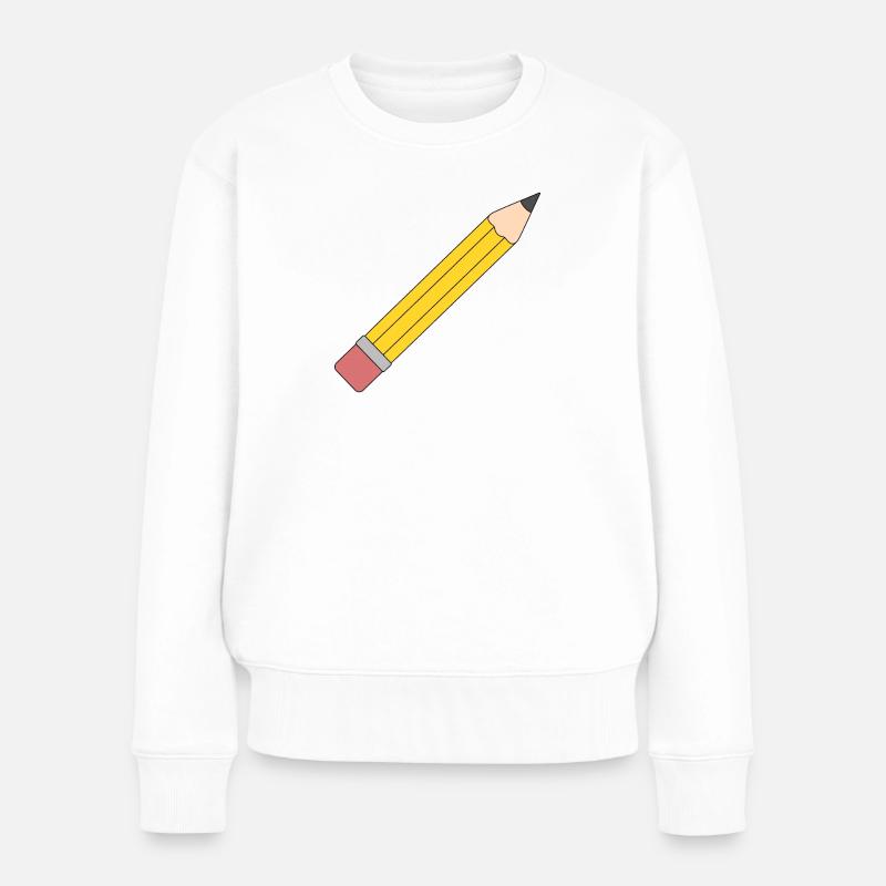 Lebendige gelbe Bleistift-Illustration - Frauen Premium Bio Pullover - Weiß