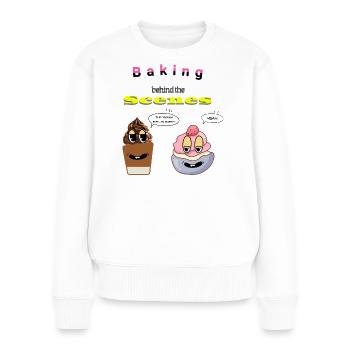 Backen hinter den Kulissen Cartoon Design - Frauen Premium Bio Pullover - Weiß - Vorne - Julia (174cm)