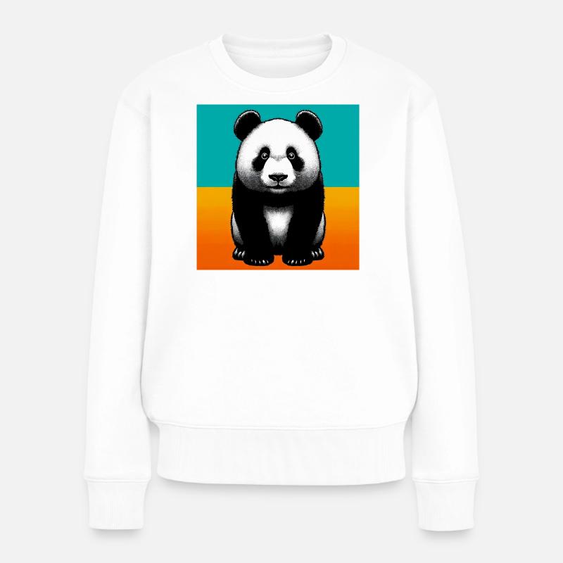 Panda - Frauen Premium Bio Pullover - Weiß
