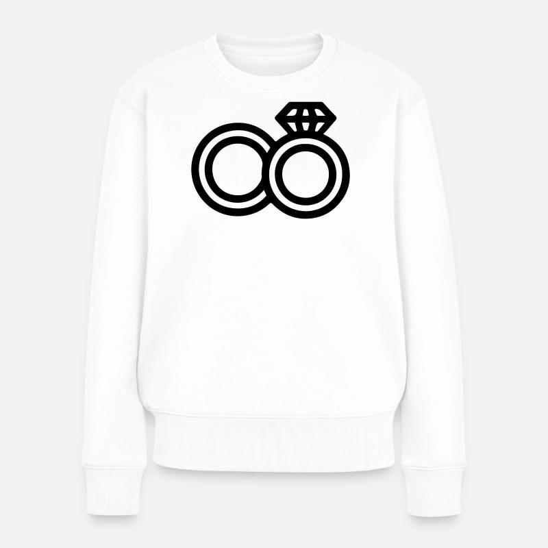 Eheringe Hochzeit - Frauen Premium Bio Pullover - Weiß