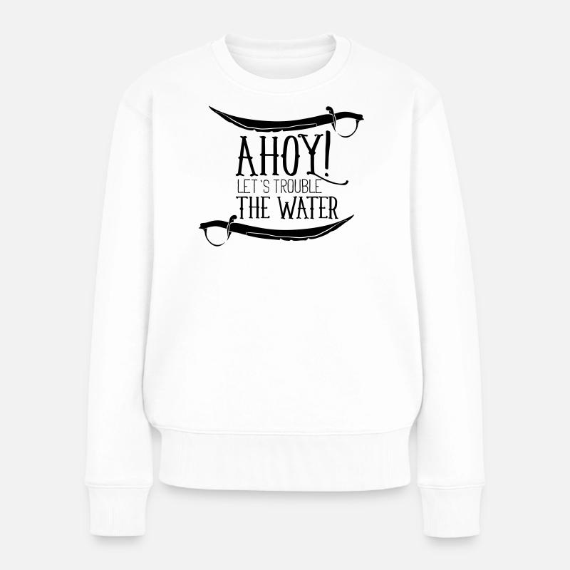 Piraten-Design mit Schwertern und einer Nautik - Frauen Premium Bio Pullover - Weiß