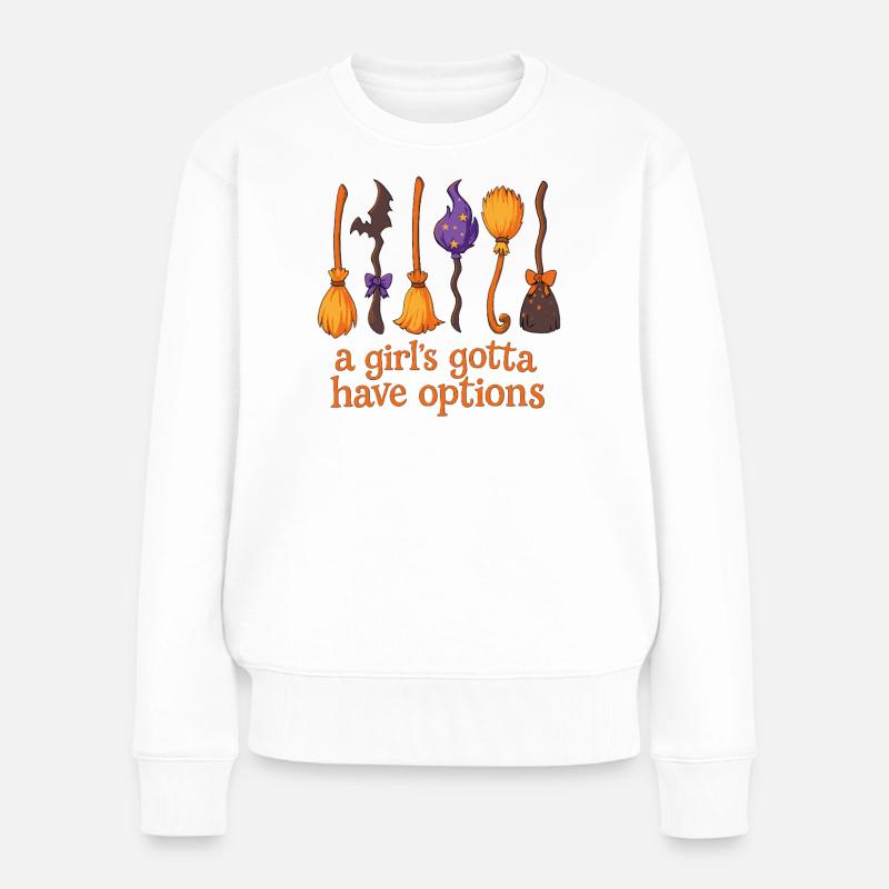 Hexe Besen Magisches Zitat Design - Frauen Premium Bio Pullover - Weiß