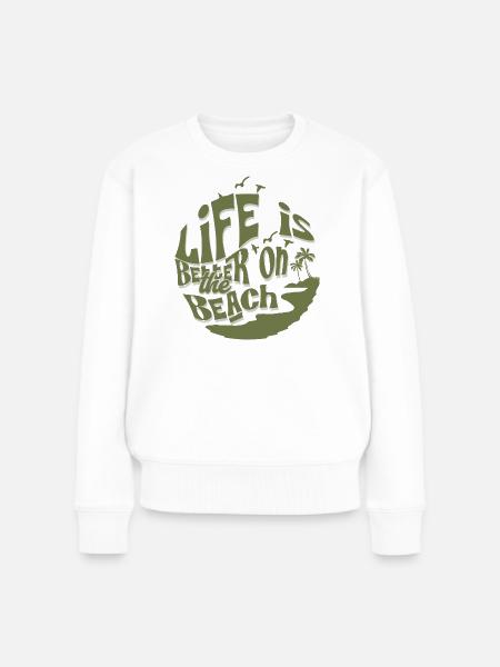 Leben am Strand - Frauen Premium Bio Pullover - Weiß