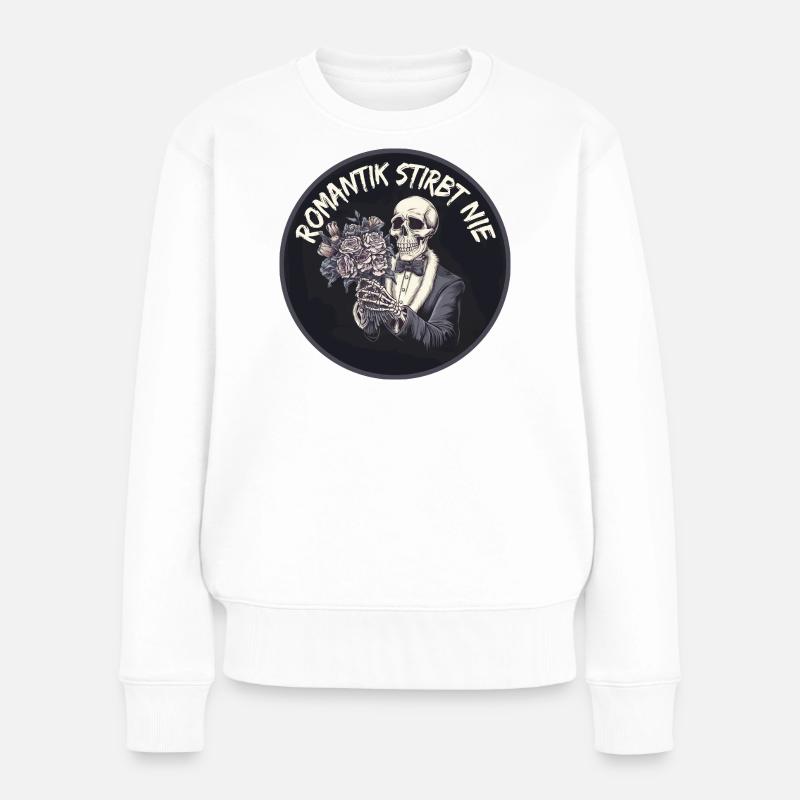 Liebe bis in den Tod – Gothic Skull Design - Frauen Premium Bio Pullover - Weiß