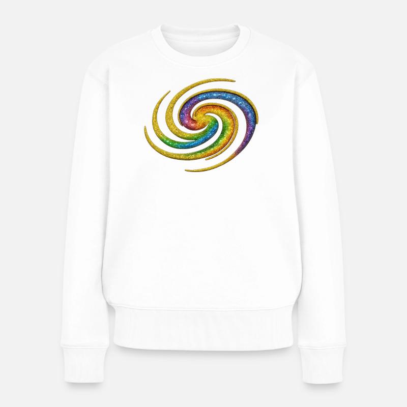 Galaktischer Regenbogenspiral  - Frauen Premium Bio Pullover - Weiß
