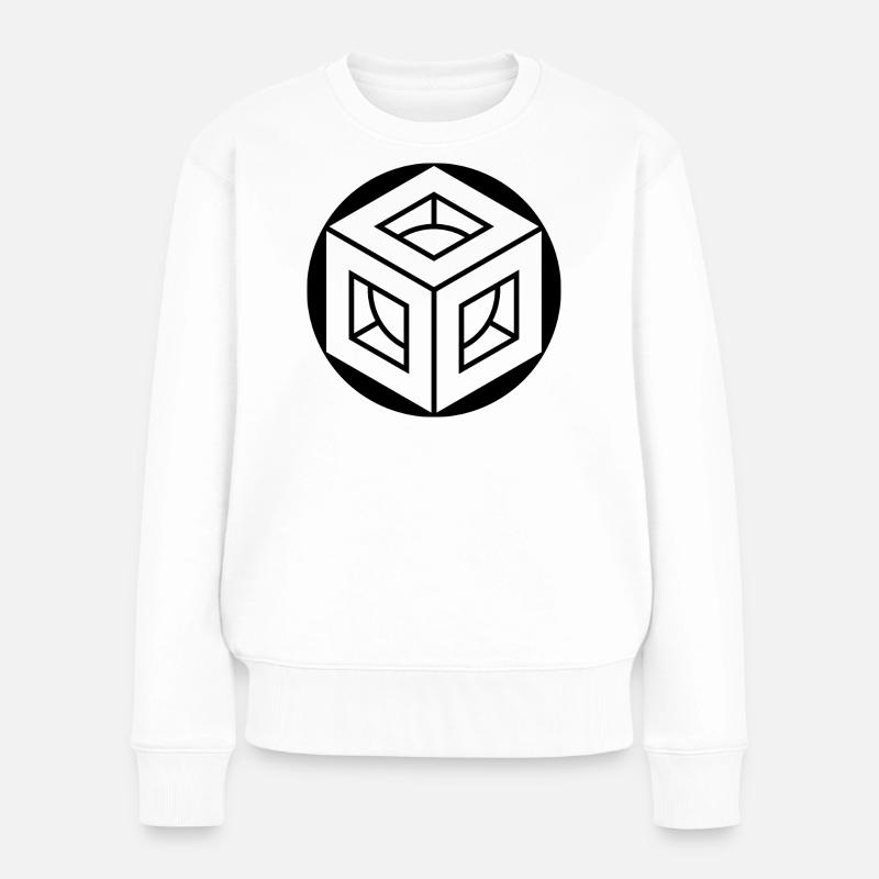 Design du crop circle cube de Metatron - Pull Premium bio Femme - blanc