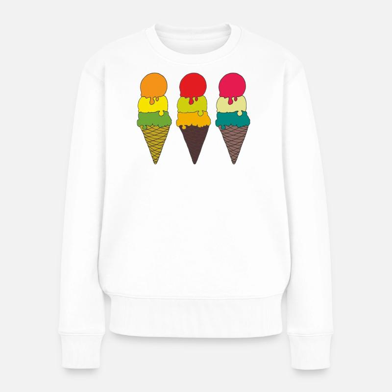 Bunte Eistüten Illustration - Frauen Premium Bio Pullover - Weiß
