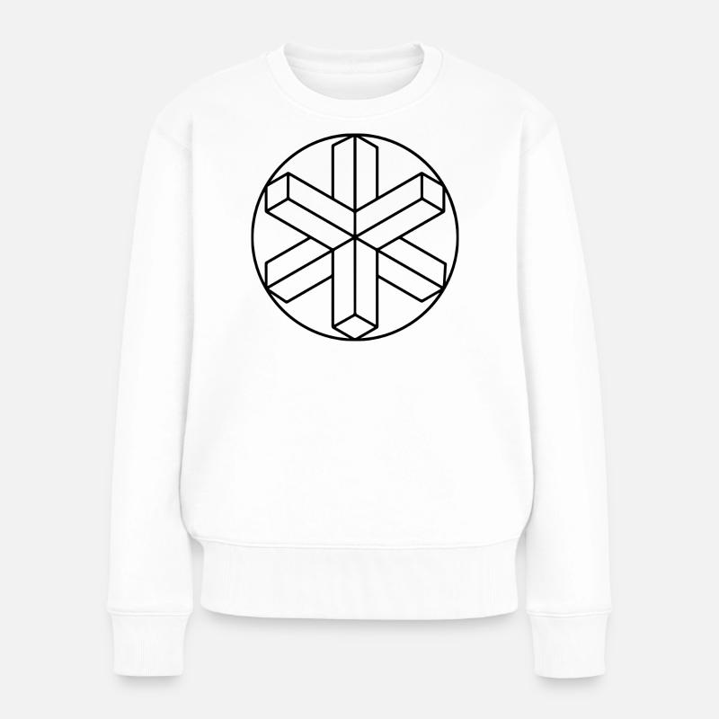 Geometrischer Schneeflocken-Kornkreis - Frauen Premium Bio Pullover - Weiß