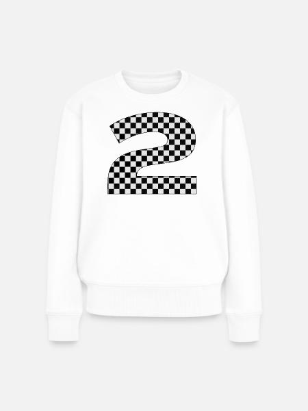 Checkerboard Muster - Zahl 2 - Frauen Premium Bio Pullover - Weiß