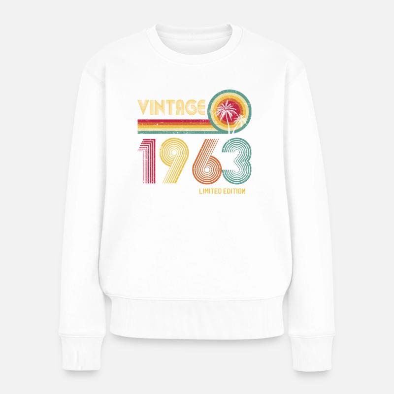 Retro-Zahlendesign im Stil der 70er - Frauen Premium Bio Pullover - Weiß