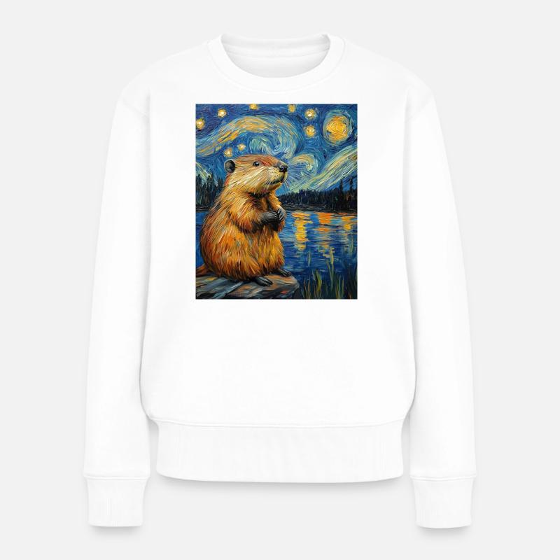 Bieber Van Gogh Style Starry Night - Frauen Premium Bio Pullover - Weiß