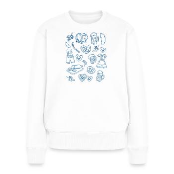 Traditionelle bayerische Bier- und Trachtensymbole - Frauen Premium Bio Pullover - Weiß - Vorne - Julia (174cm)