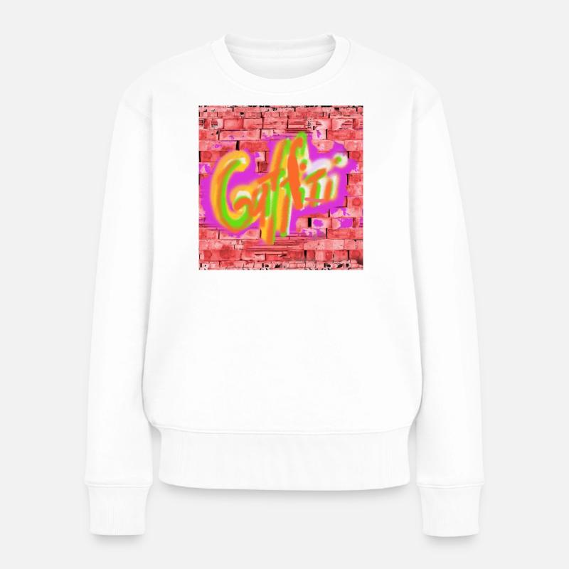Graffitis colorés sur briques - Pull Premium bio Femme - blanc