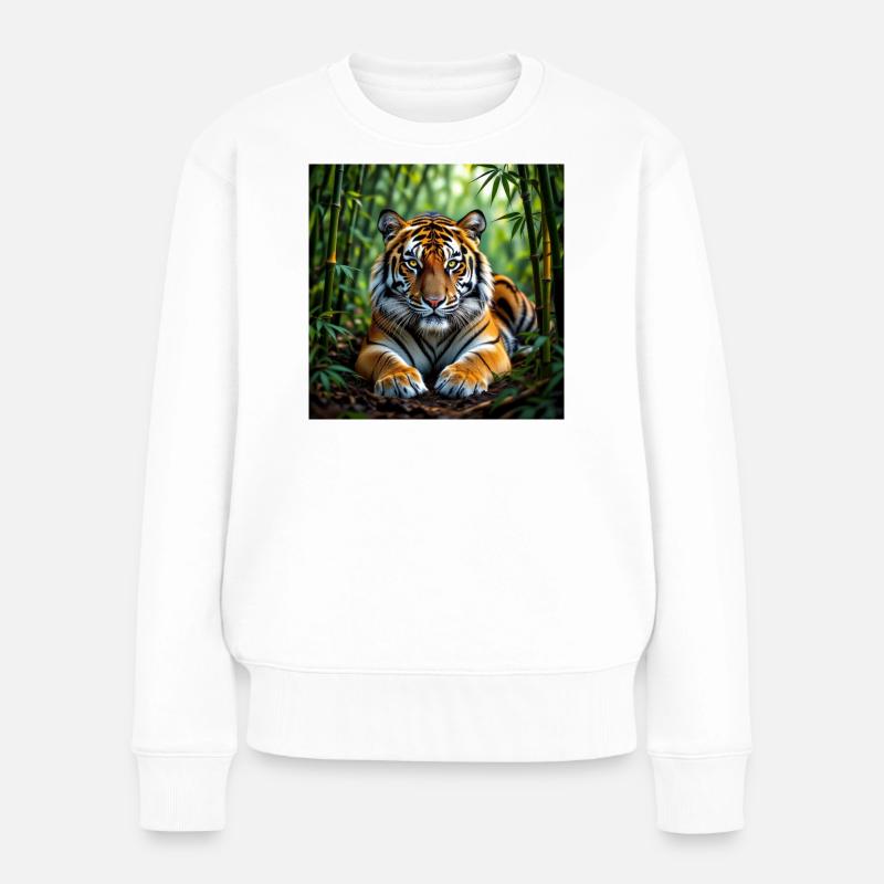 Dschungel-Tiger - Frauen Premium Bio Pullover - Weiß