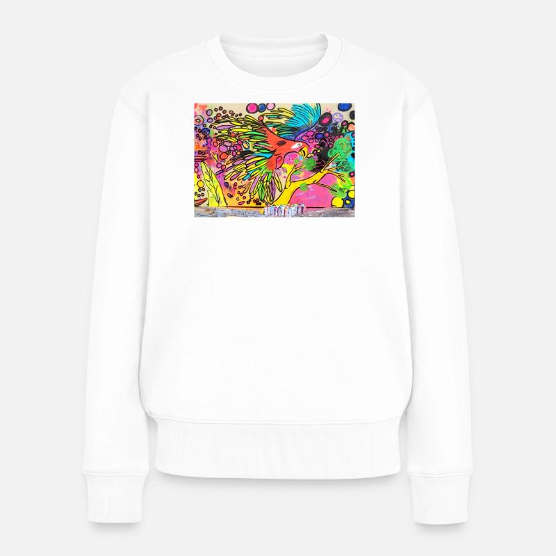 Bunter Papagei - Frauen Premium Bio Pullover - Weiß