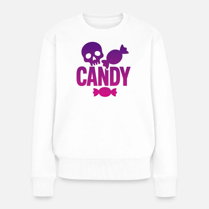 Skeleton and Whimsical Candy - Women's Premium Organic Jumper - white
