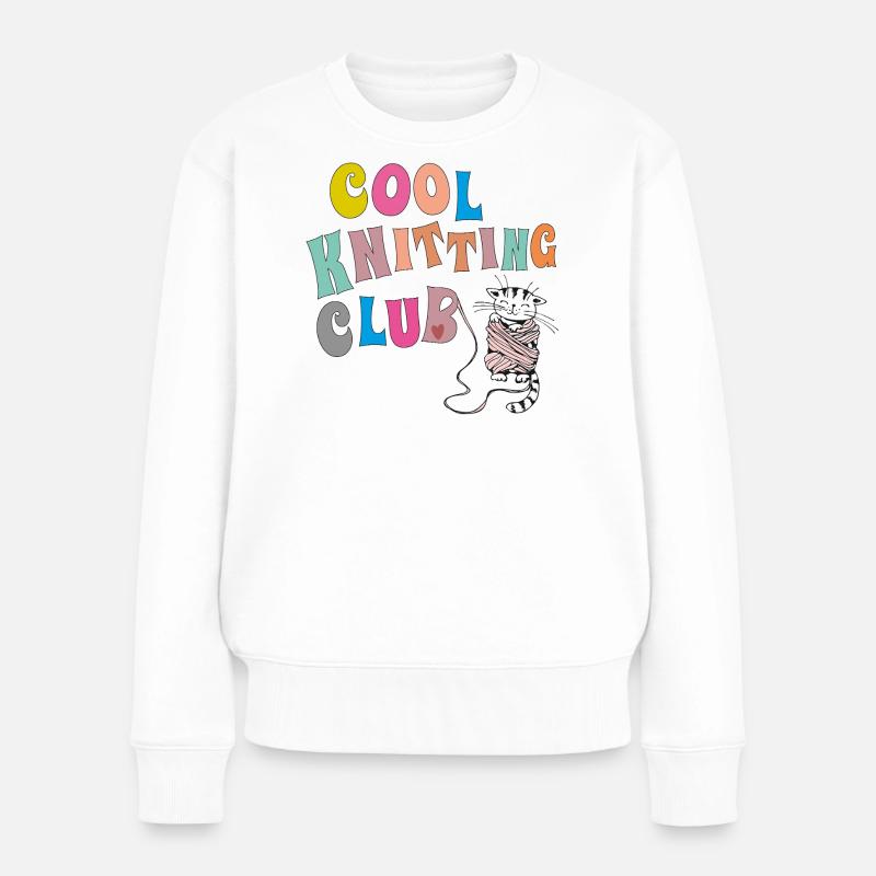 Cool Knitting Club - Frauen Premium Bio Pullover - Weiß