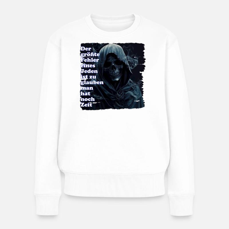 Schädel Horror Motiv mit Nebel - Frauen Premium Bio Pullover - Weiß