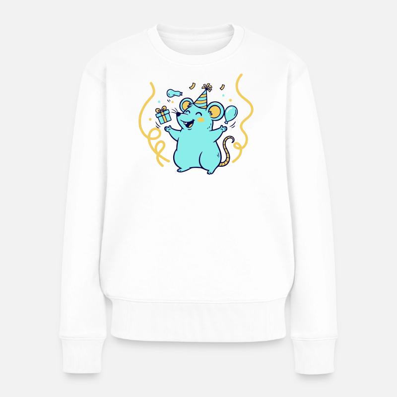 Festliche Zeit mit Hut und Luftballons - Frauen Premium Bio Pullover - Weiß