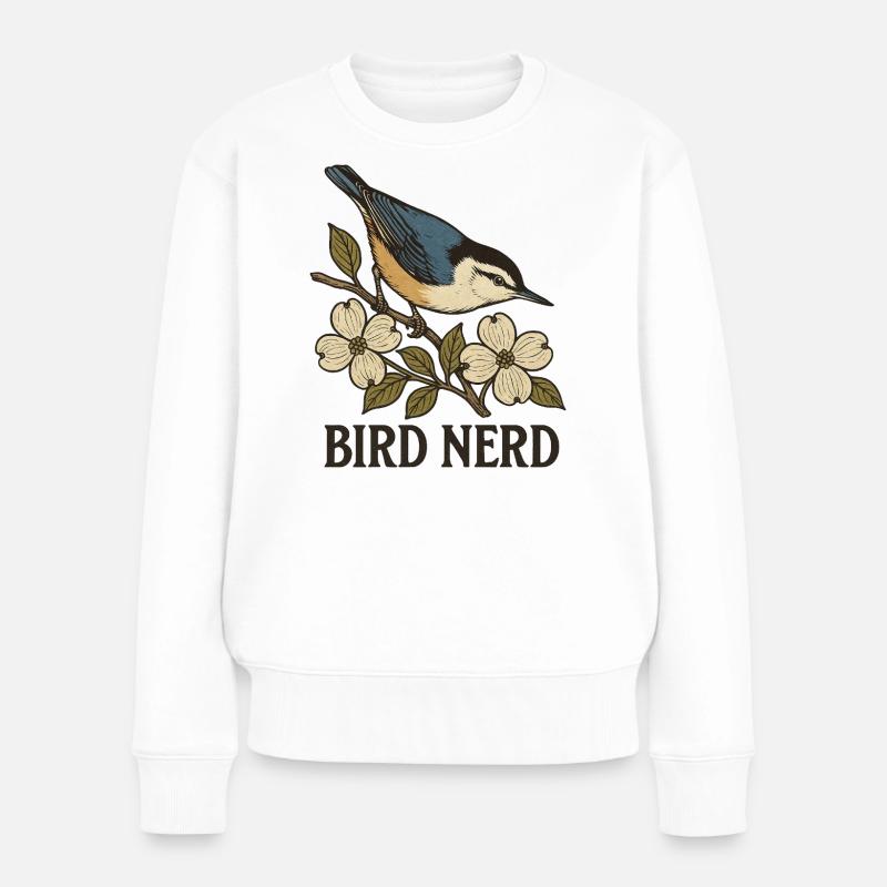 Eleganter blau-schwarzer Singvogel Vogel Nerd - Frauen Premium Bio Pullover - Weiß