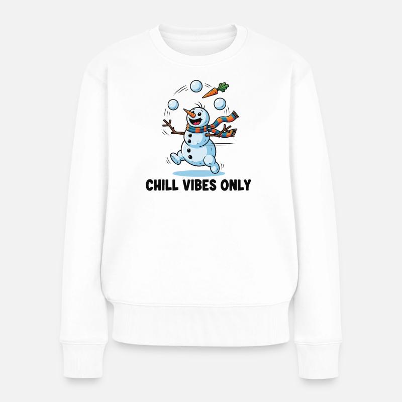Frosty Jongleur: Chillige Vibes - Frauen Premium Bio Pullover - Weiß