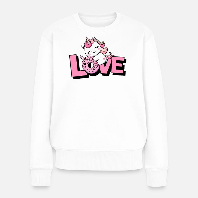 LOVE_UNICORNE - Pull Premium bio Femme - blanc