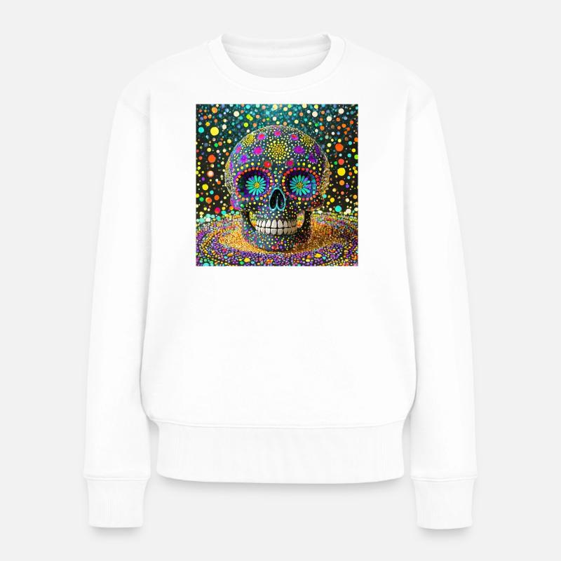 Crâne Dia de los Muertos - Pull Premium bio Femme - blanc