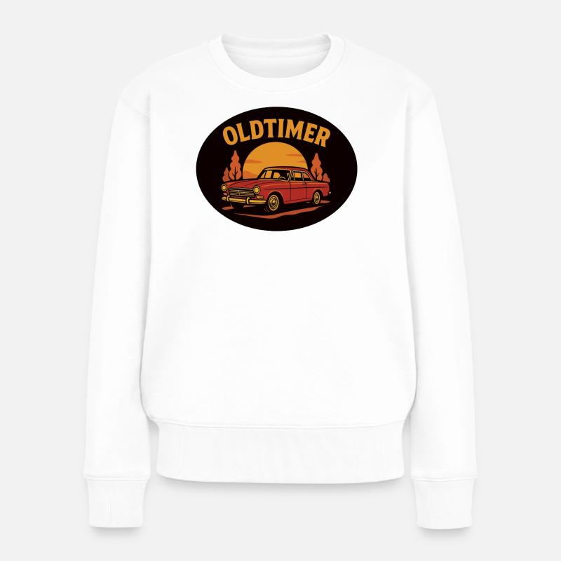Vintage Auto Oldtimer Sunset Design - Frauen Premium Bio Pullover - Weiß